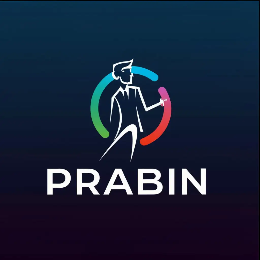 a logo design,with the text "Prabin", main symbol:businessman logo,Moderate,be used in Entertainment industry,clear background
