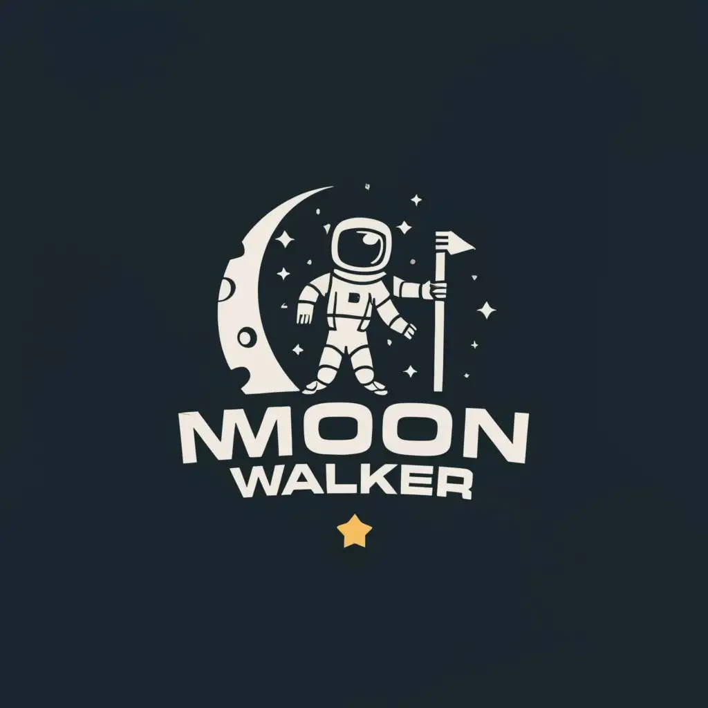logo, Moon Astronaut, with the text "Moon Walker", typography, be used in Technology industry