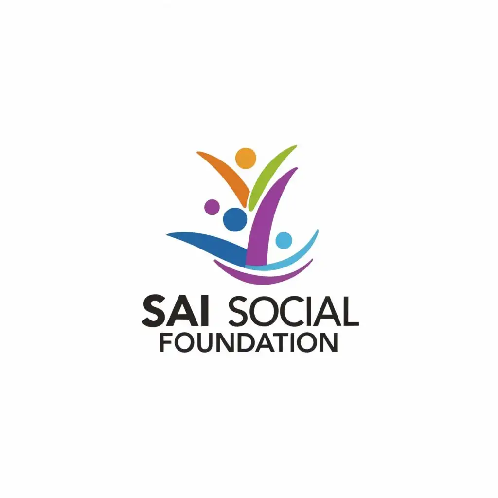 logo, SOCIAL WORK, with the text "SAI SOCIAL FOUNDATION", typography, be used in Nonprofit industry