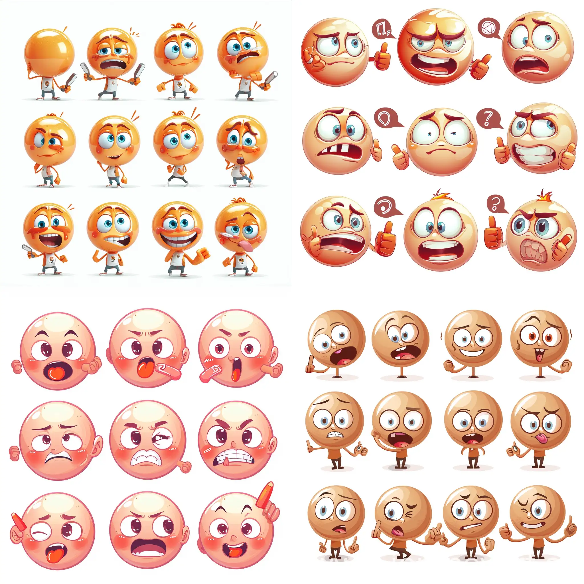 mouese pointer,sticker syle multiple poses and expressions, 9 images, cute emoji, pixar style, different emotions, white background — v 5.1