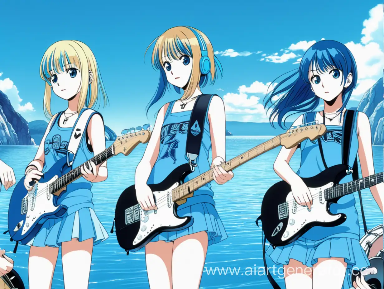 Anime-Style-Rock-Band-with-Three-Girls-in-a-Blue-Water-Landscape