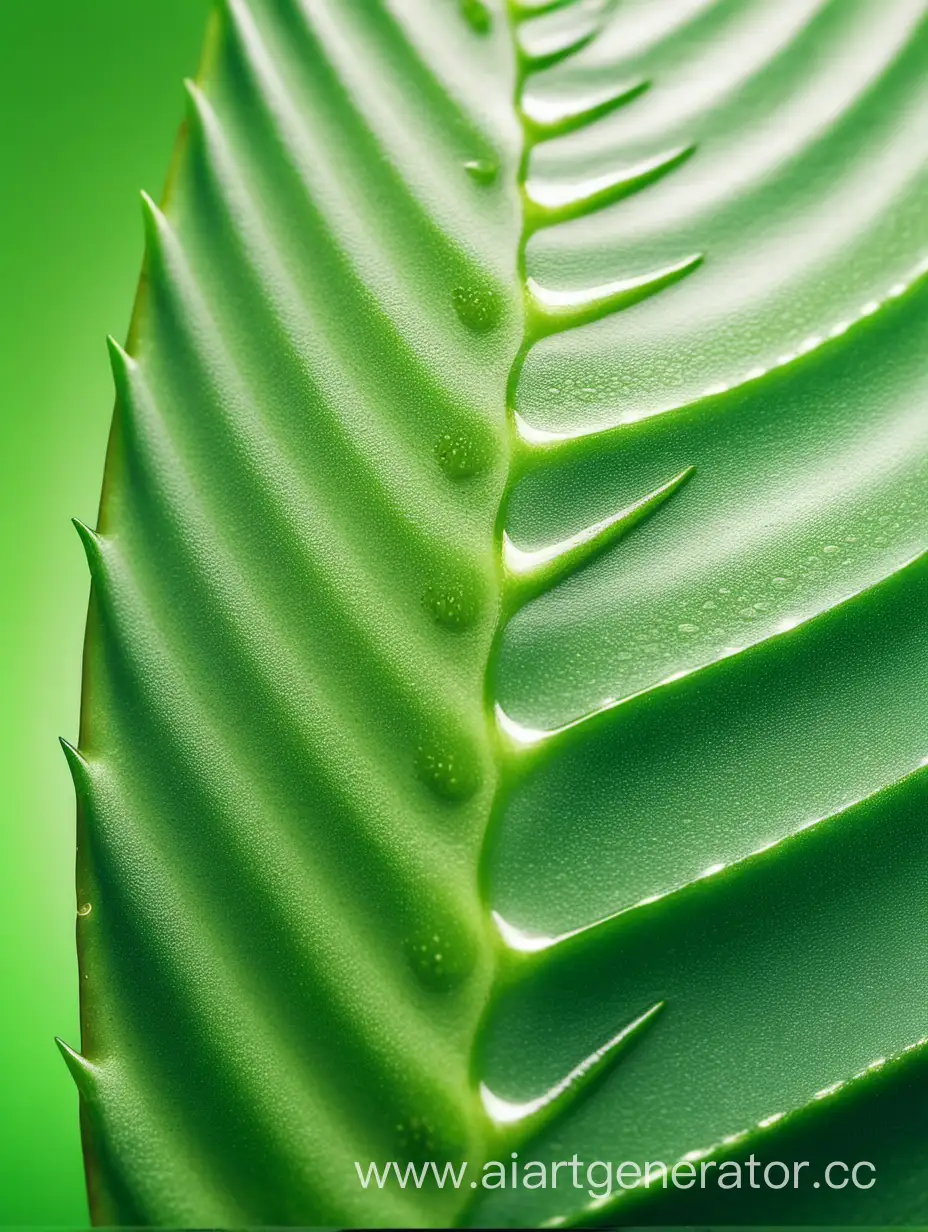 Aloe vera extreme close up leaf on green background