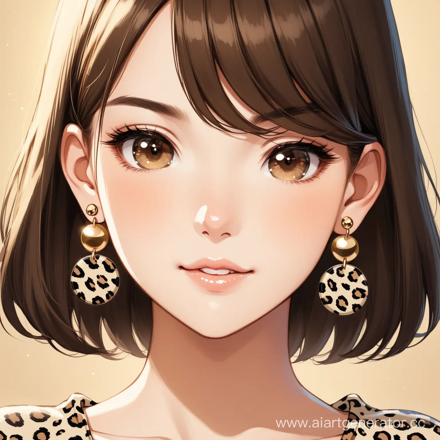 Elegant-BrownEyed-Girl-in-Leopard-Print-Dress-and-Earrings