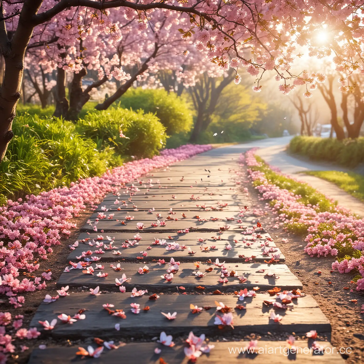 Sakura-Blossoms-and-Butterflies-in-the-Morning-Sunlight