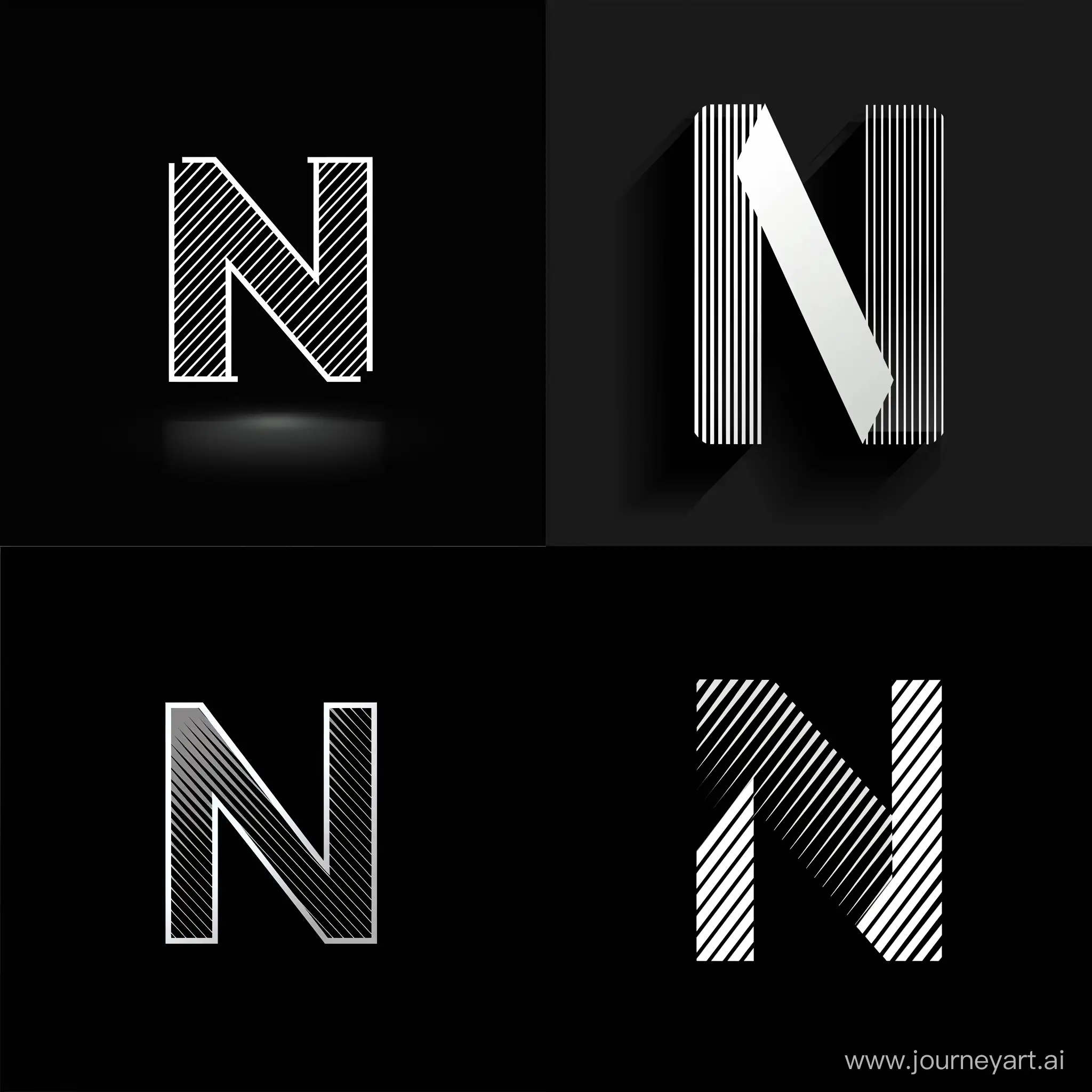 black logo of letter N white thin lines
