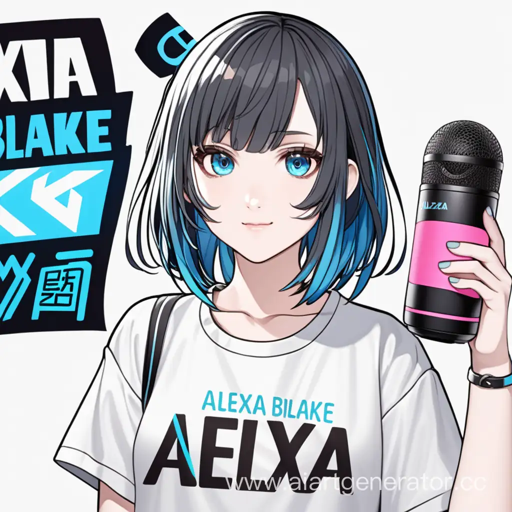 Аниме Девушка стример у которой на футболке написано alexa_blake