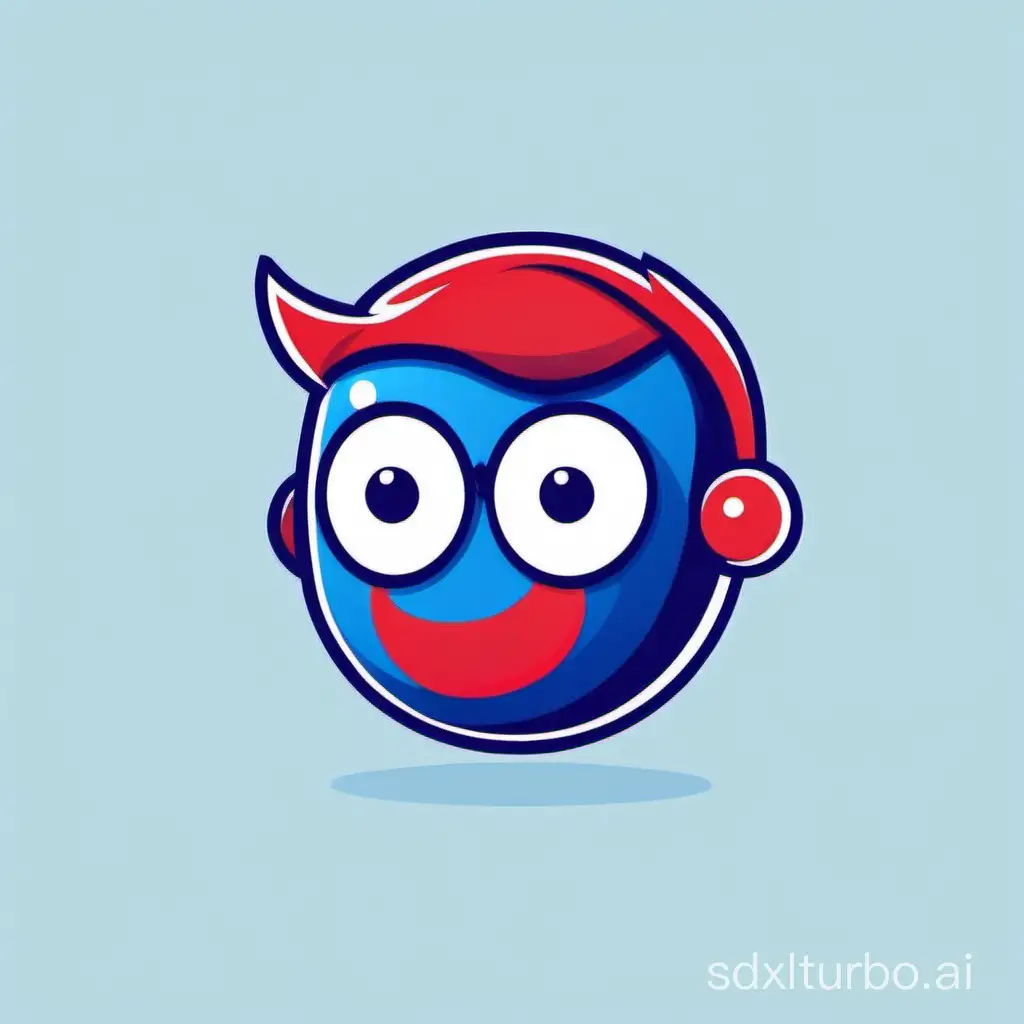 Créé moi un logo pour une formation de programmation. les couleurs dominantes sont le rouge et le bleu ( surtout le bleu ). invente moi une mascotte dans un style flat design. la mascotte doit être mignonne