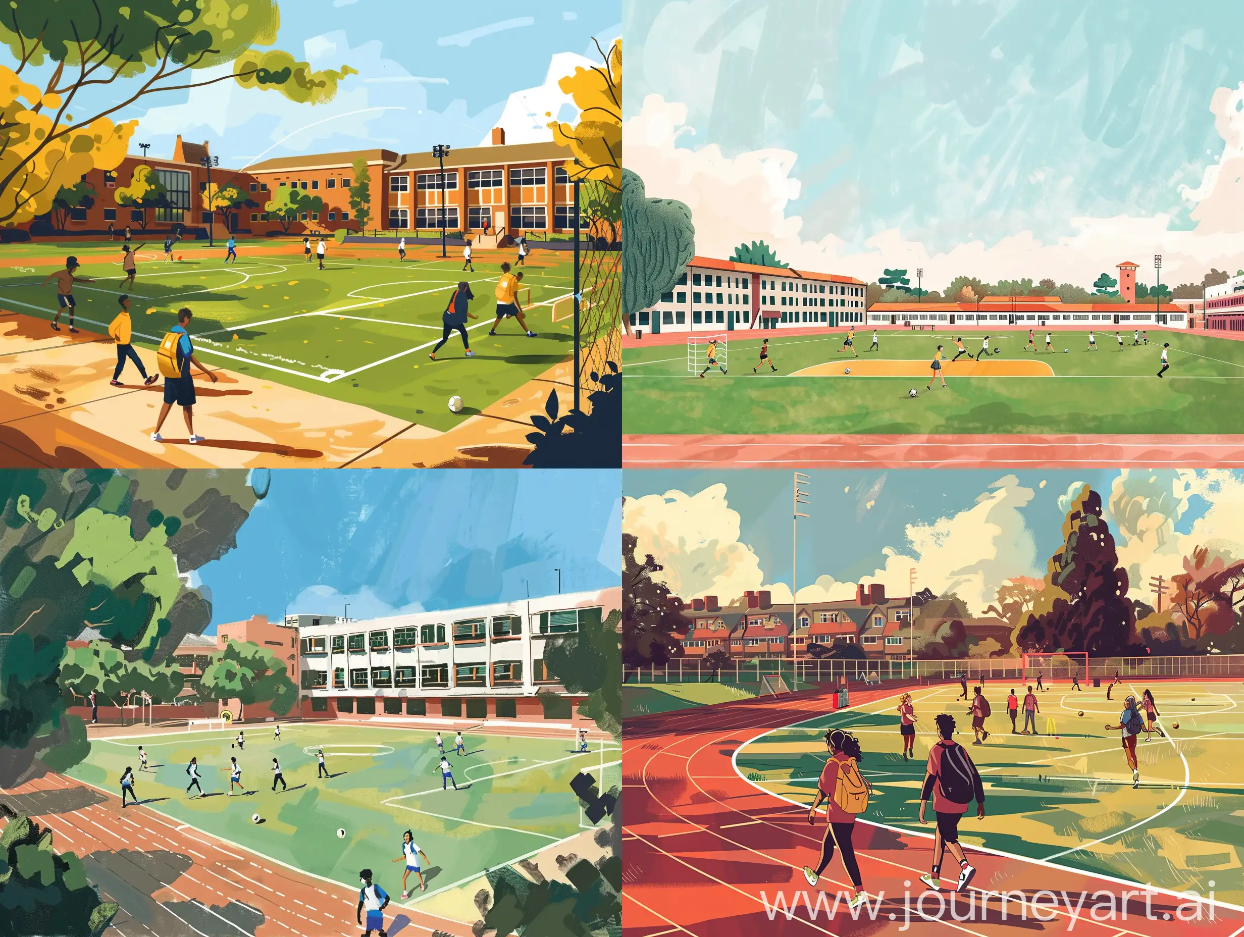 Students-Playing-on-Sports-Field-Vibrant-Procreate-Illustration-Postcard