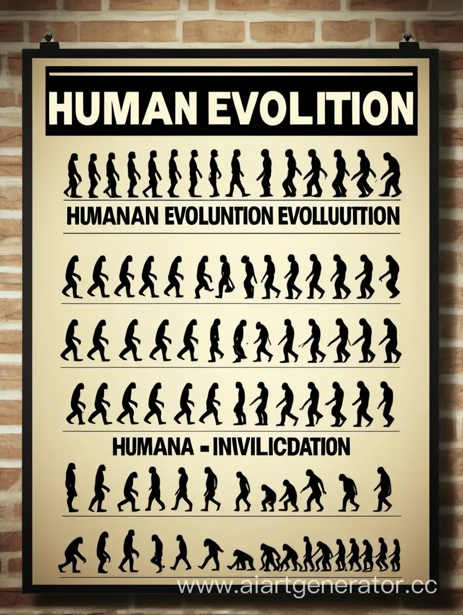 A picture representing human evolution. Poster. Information sign. Poster. Professional illustration. Best quality. 4k