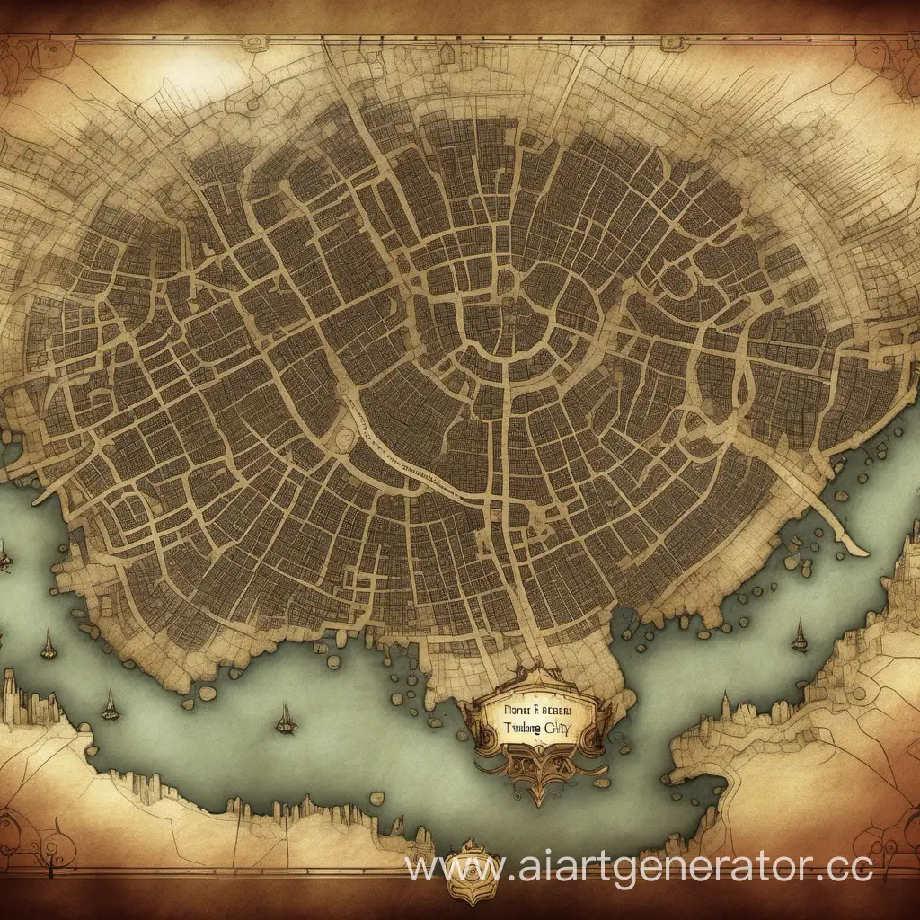 map of a large trading city in the fantasy world