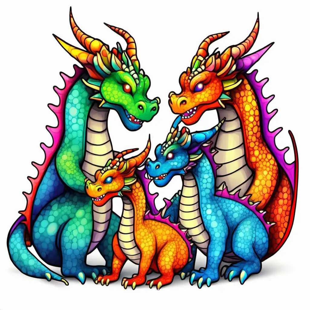 draw a colorfull  family dragon
