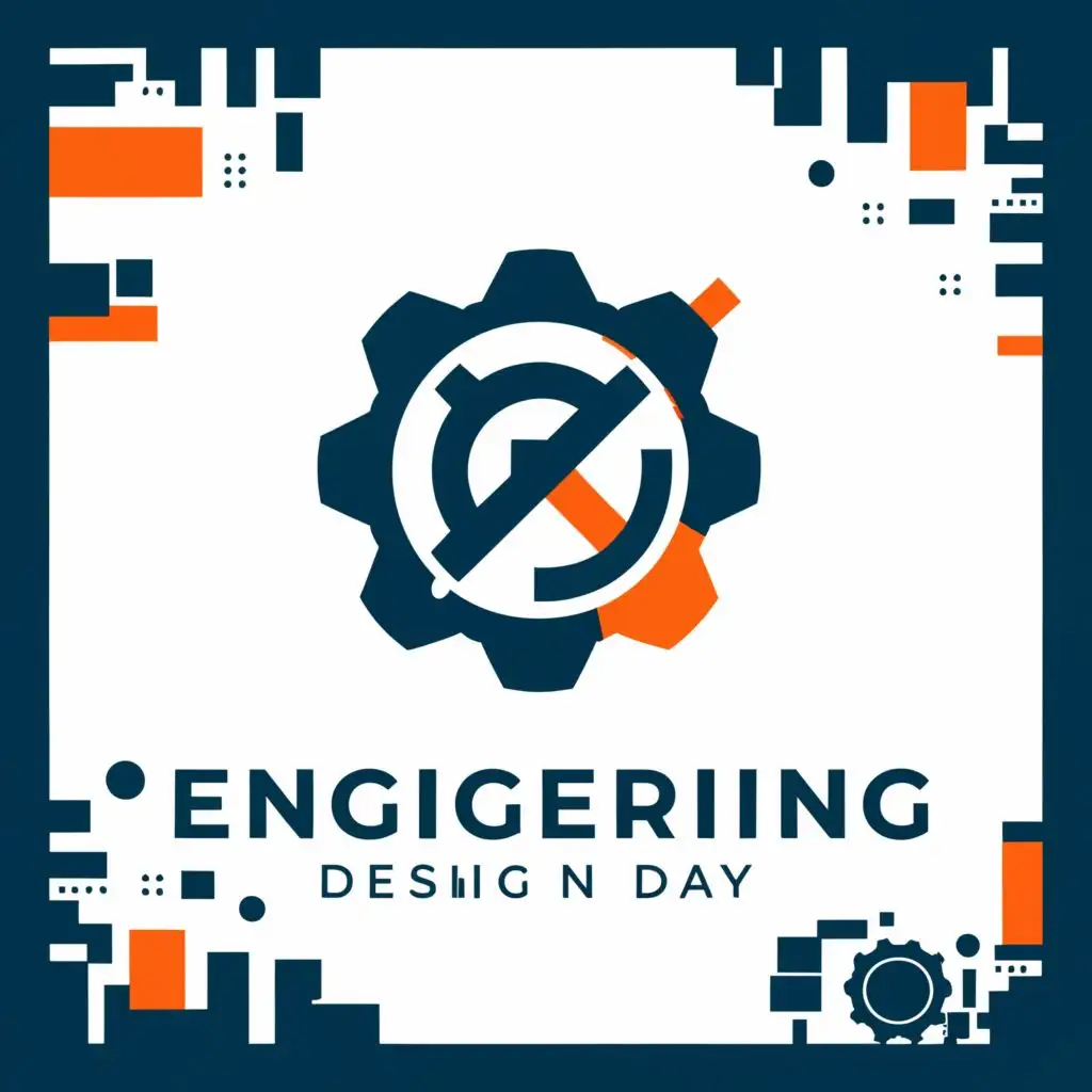 a logo design,with the text 'Engineering Design Day', main symbol: petroleum and mechanical and civil engineer with orange and black color to all ,Moderate,be used in Events industry, clear background