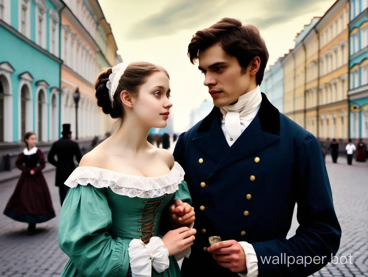 Saint Petersburg of the 1840s. Summer, white nights. A young man meets a girl, they stroll. Quality faces without distortions.