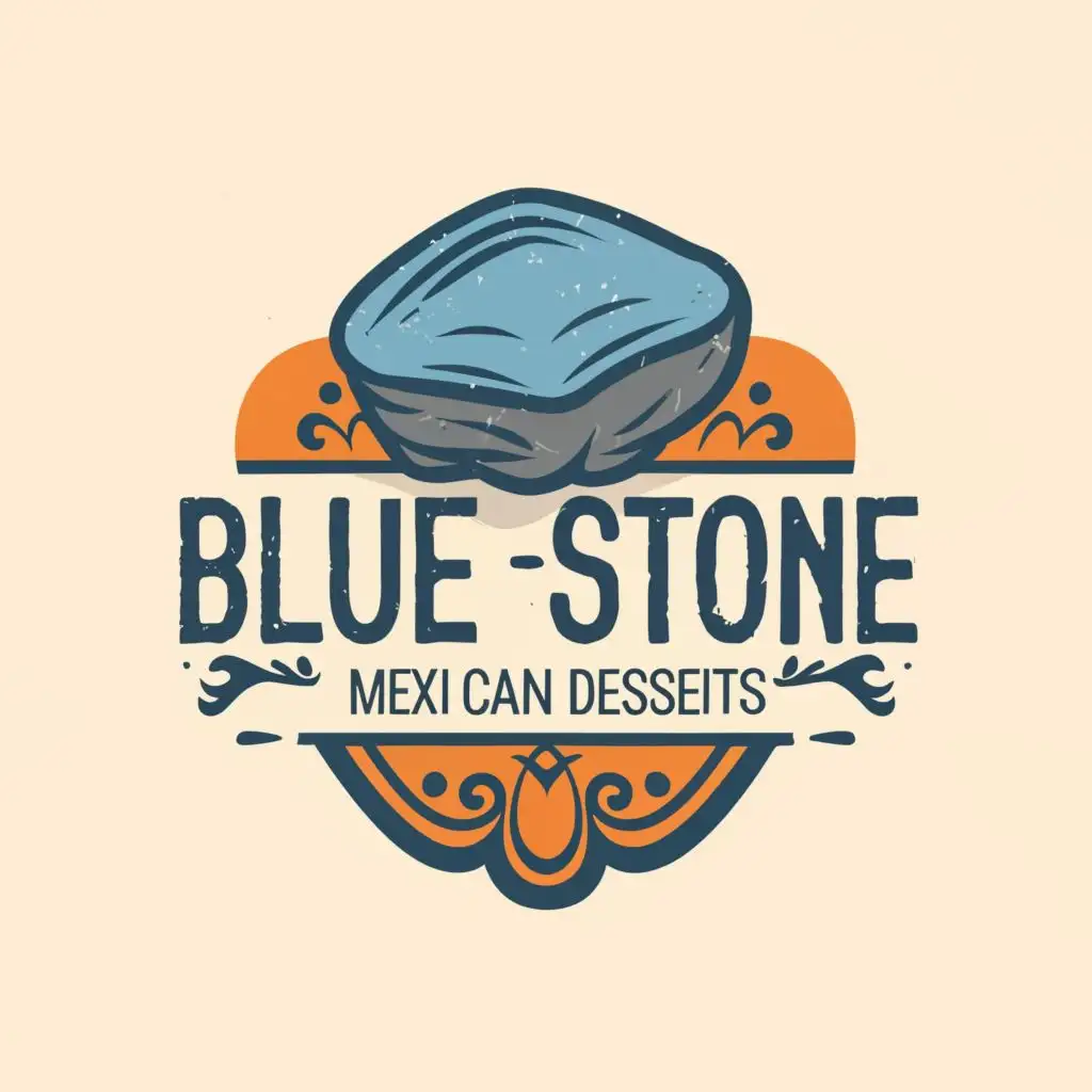 LOGO-Design-For-Blue-Stone-Mexican-Desserts-Rustic-BlueGrey-Stone-Theme-with-Typography-for-Restaurant-Branding