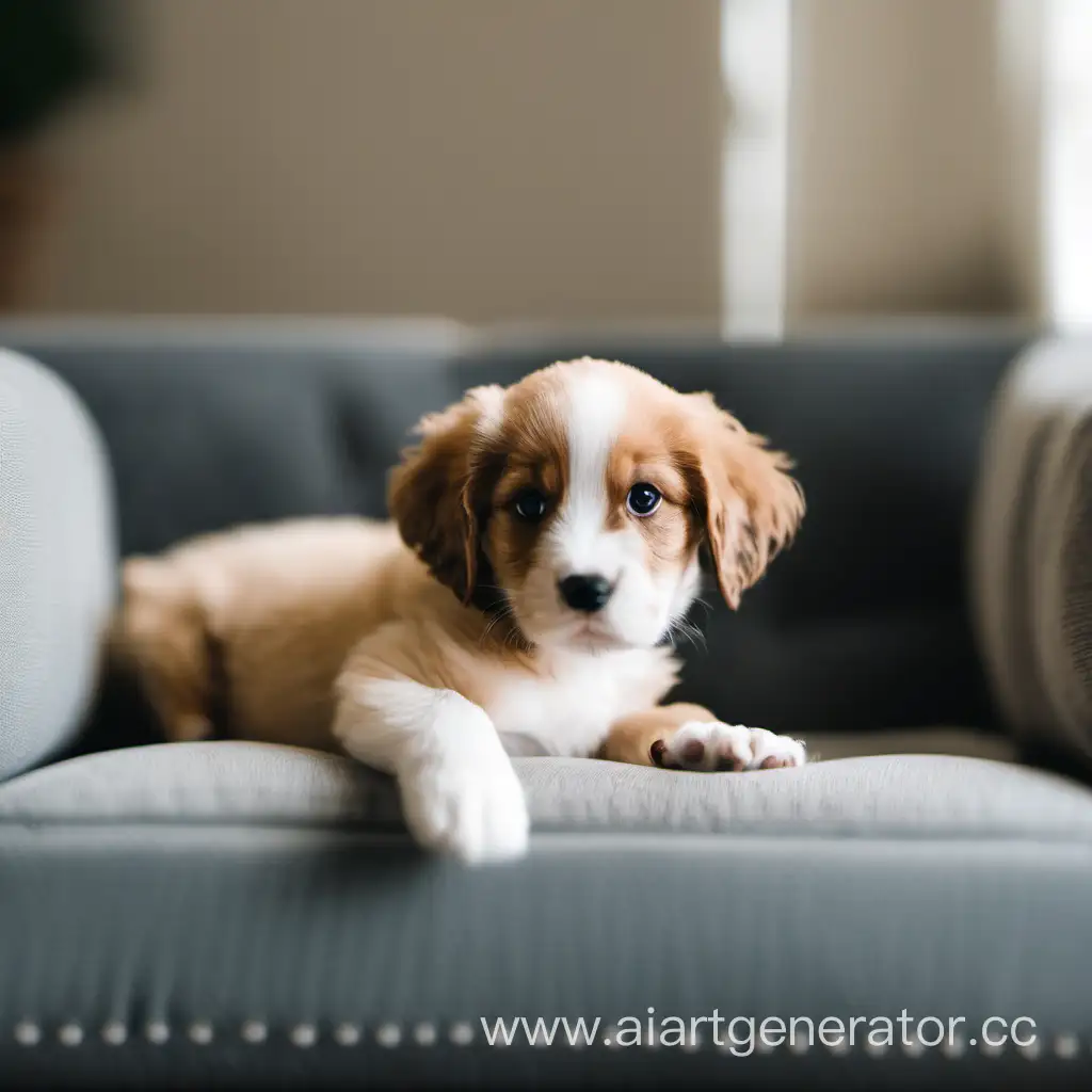щенок на диване