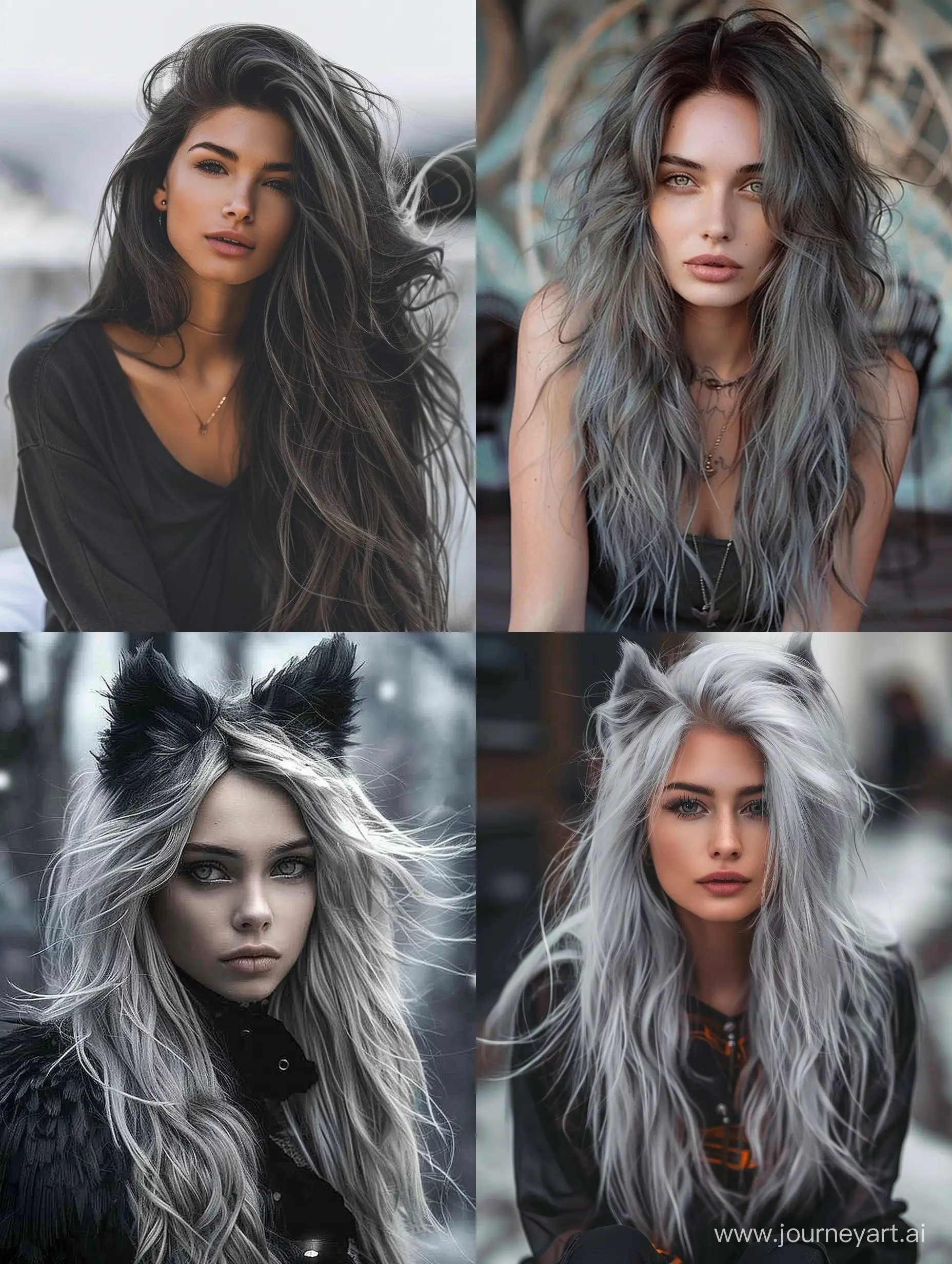 trendy wolf haircut in long hair for women 2024