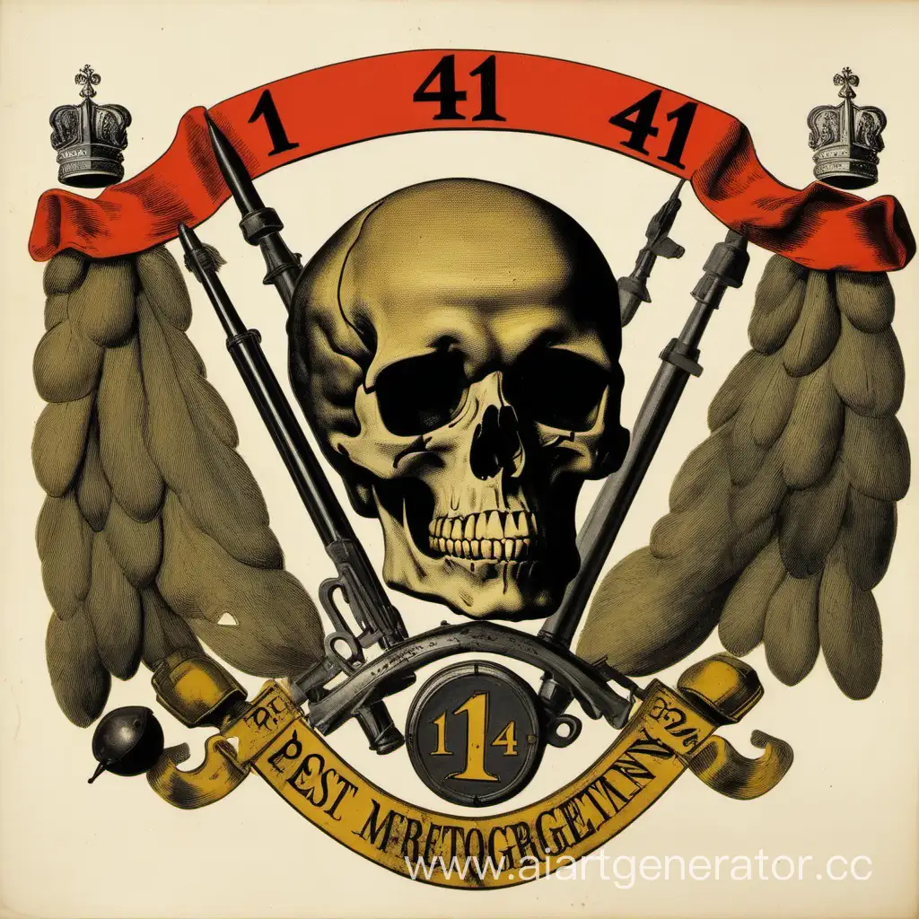 герб с черепом миномётными снарядами и цифрой 41 полка
