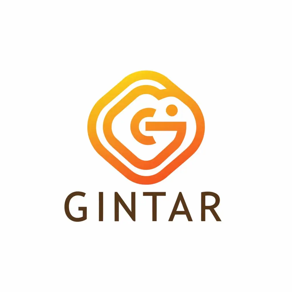 a logo design,with the text "Gintar", main symbol:Amber with a token trapped inside. Orange, red and light green colors,Minimalistic,be used in Finance industry,clear background