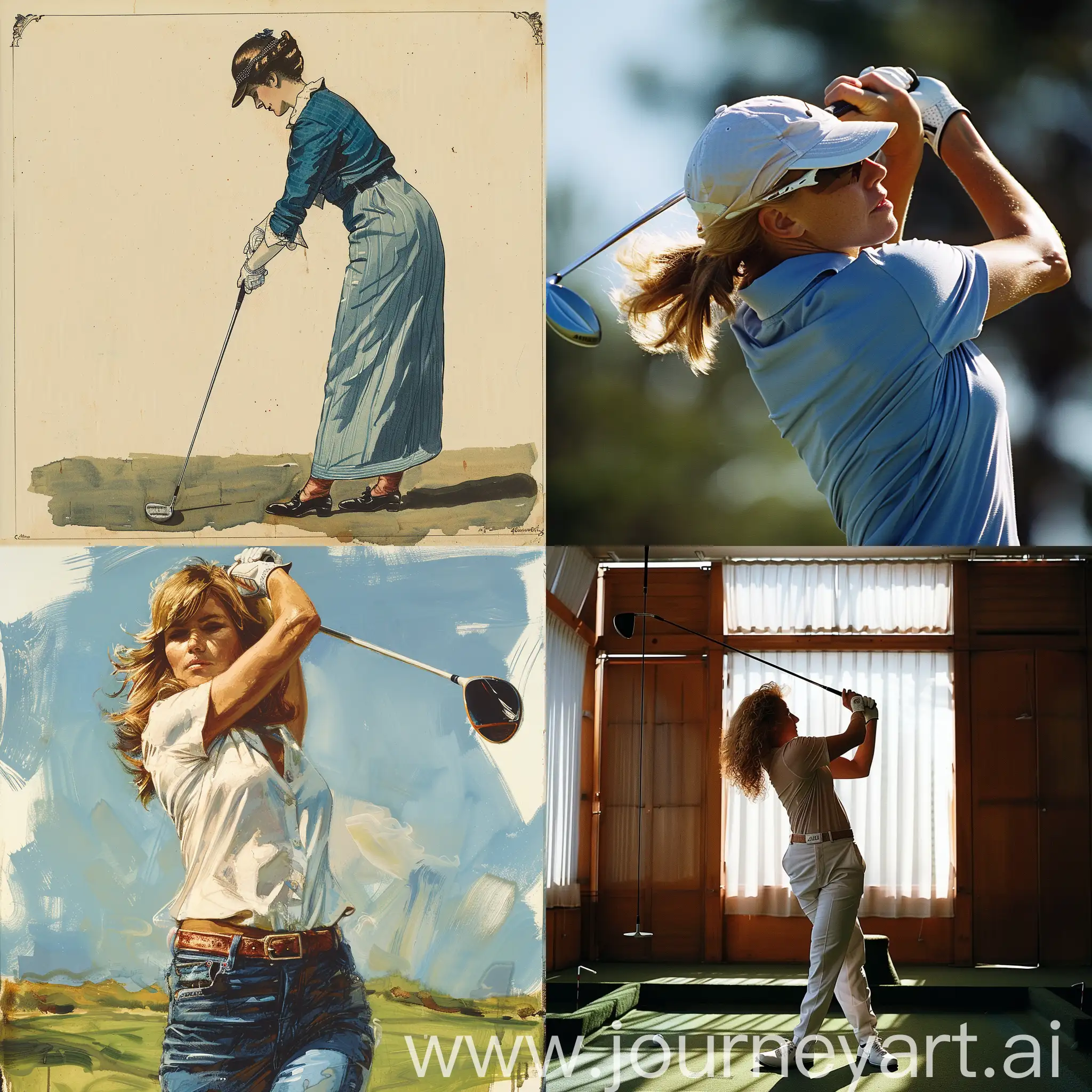 Elegant-Woman-Perfecting-her-Golf-Swing-in-a-Vibrant-Setting