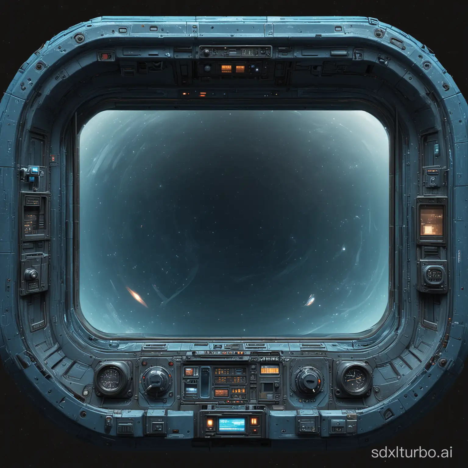 blue elongated space ship cockpit window from outside texture assets