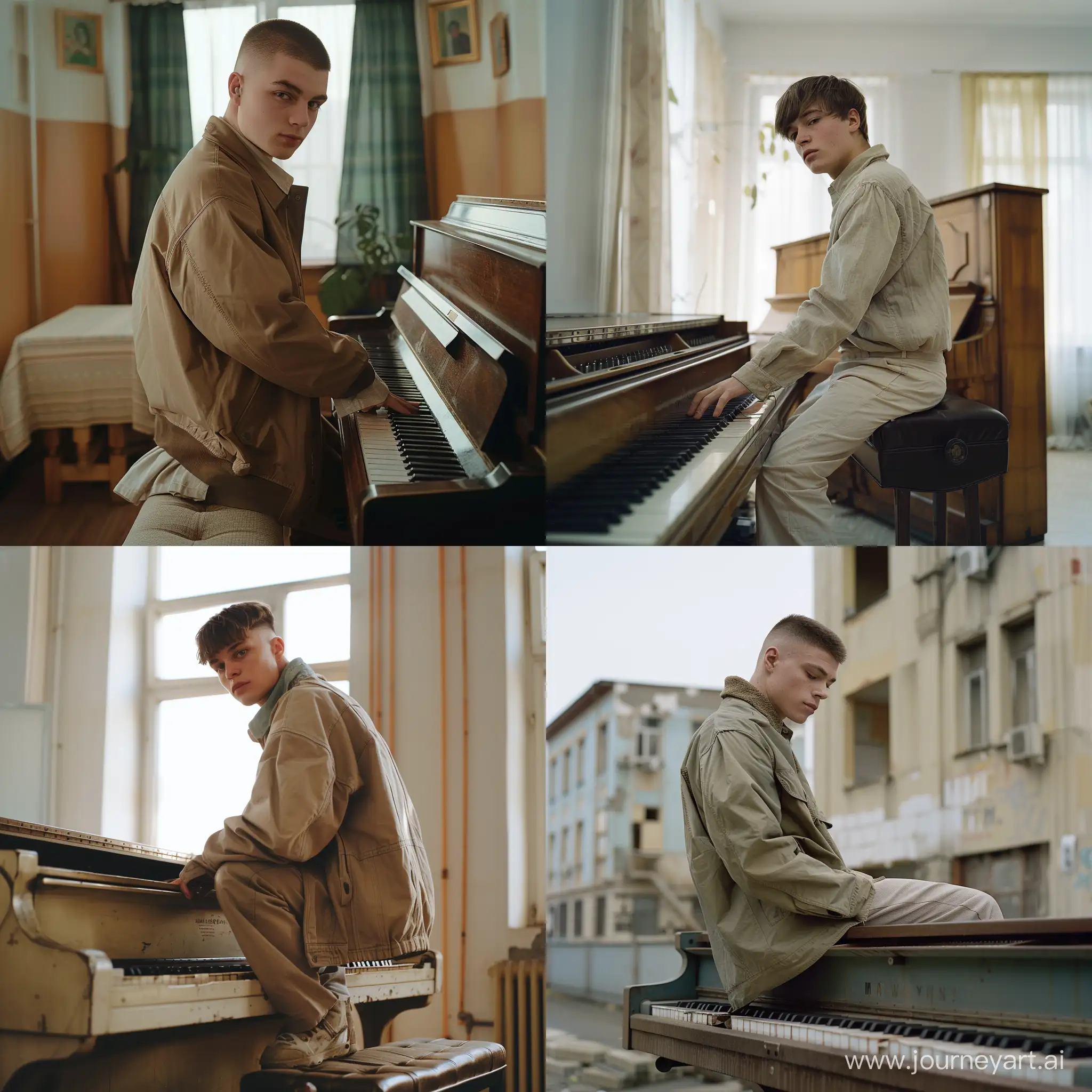 Young-Adult-Pianist-in-Stylish-Attire-Sitting-atop-a-Grand-Piano-in-Cinematic-35mm-Style