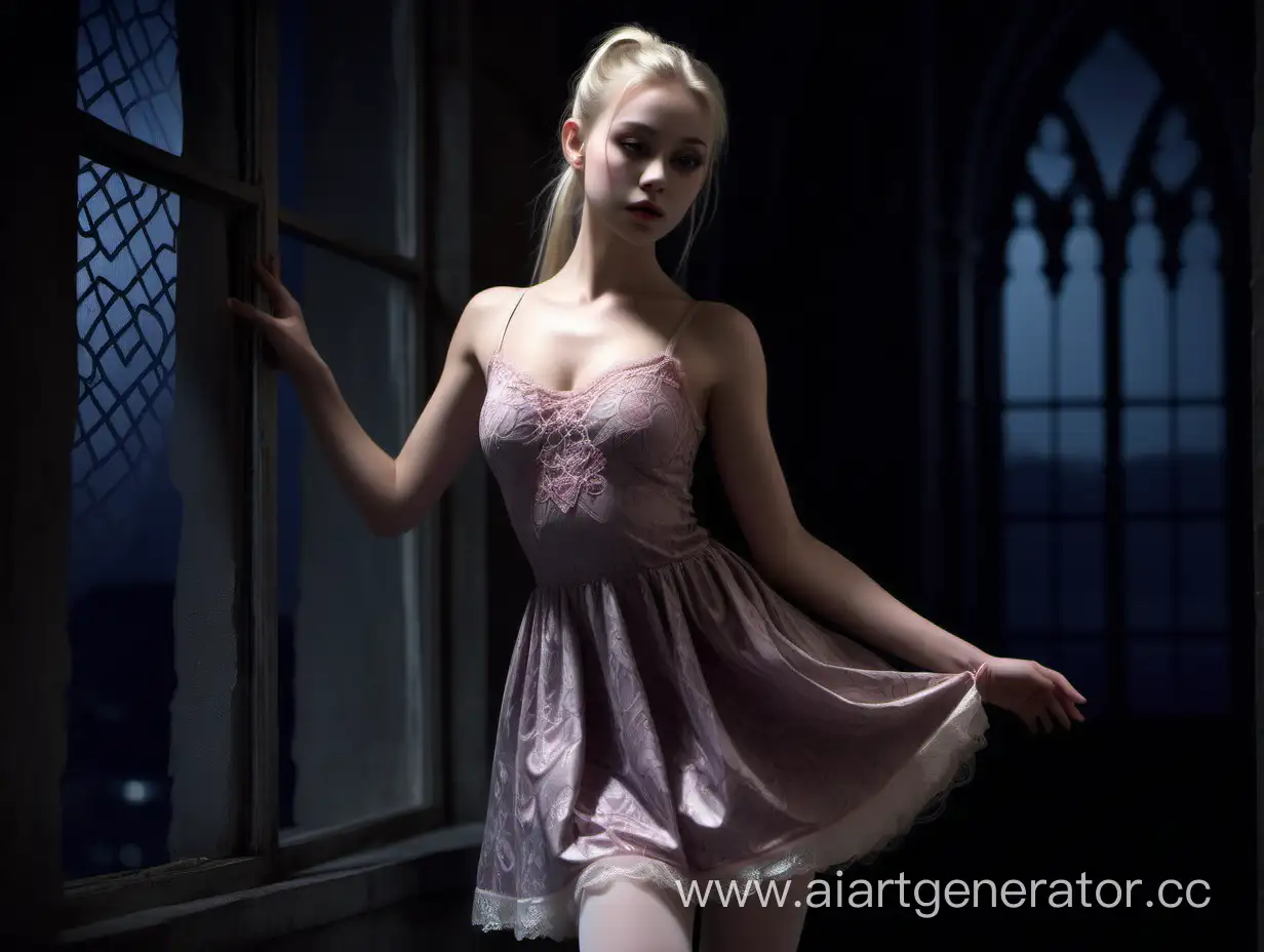 Ethereal-Blonde-Beauty-in-Lace-Dress-Bathed-in-Moonlight