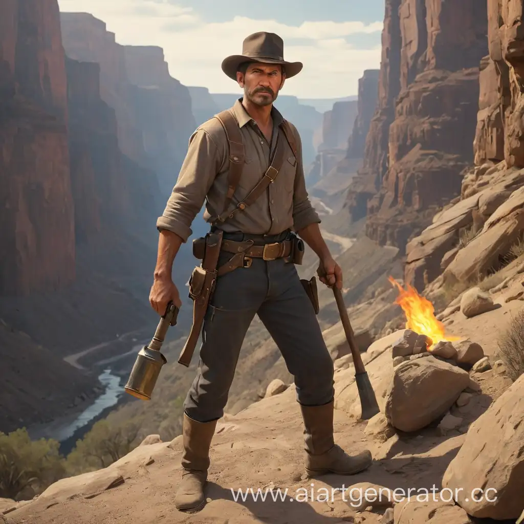 Wild-West-Miner-with-Pickaxe-and-Torch-by-Canyon