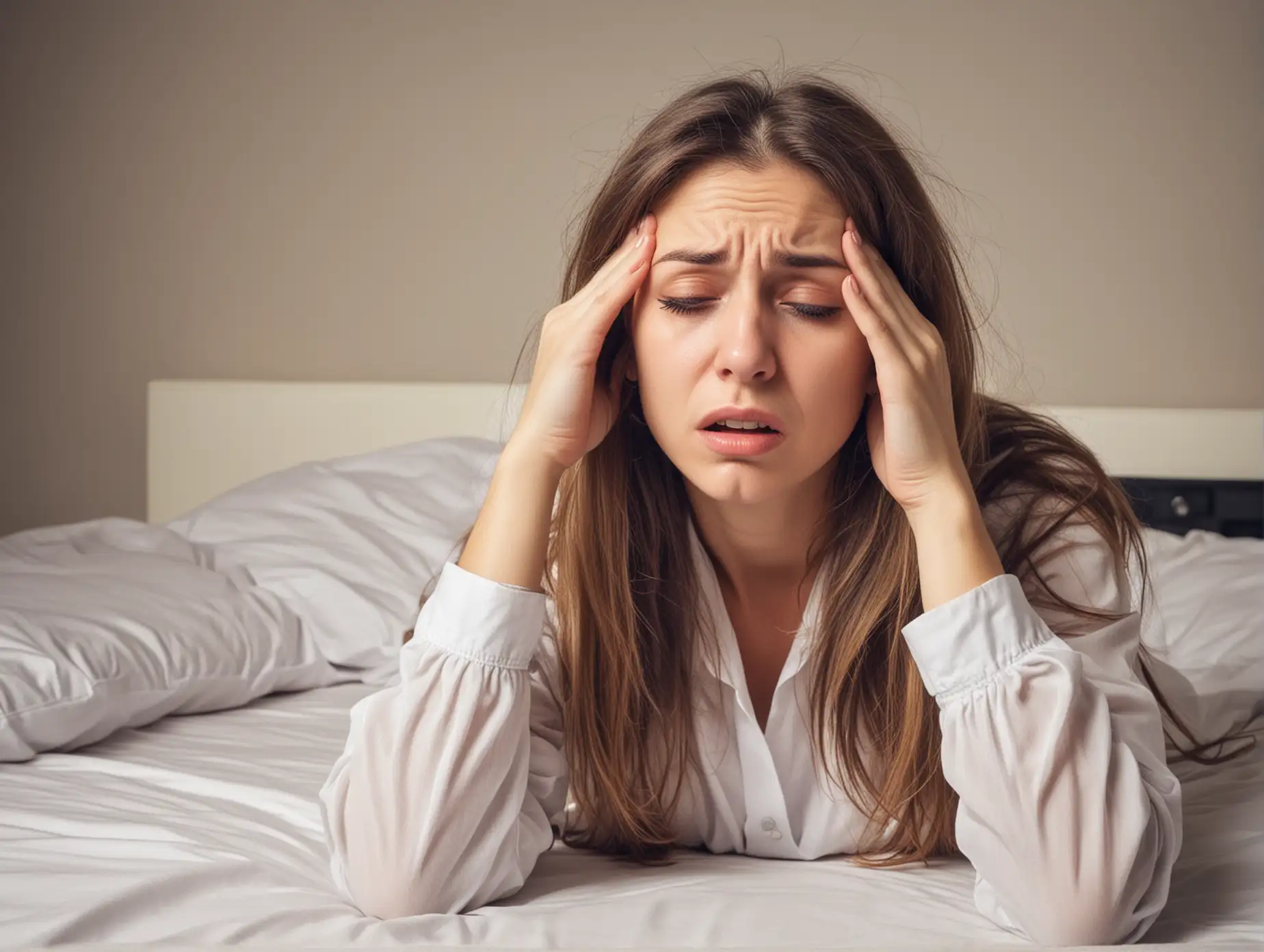 Young Woman Experiencing Hangover Symptoms