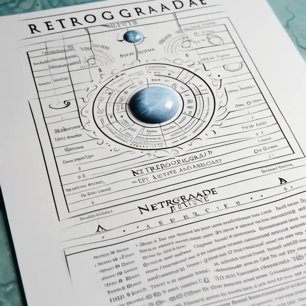 retrograde neptune embossed astrology information page on pure white paper with text 
