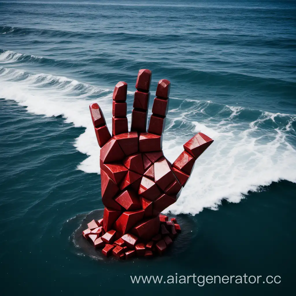 Red-Stone-Hand-Emerging-from-Ocean-Waters