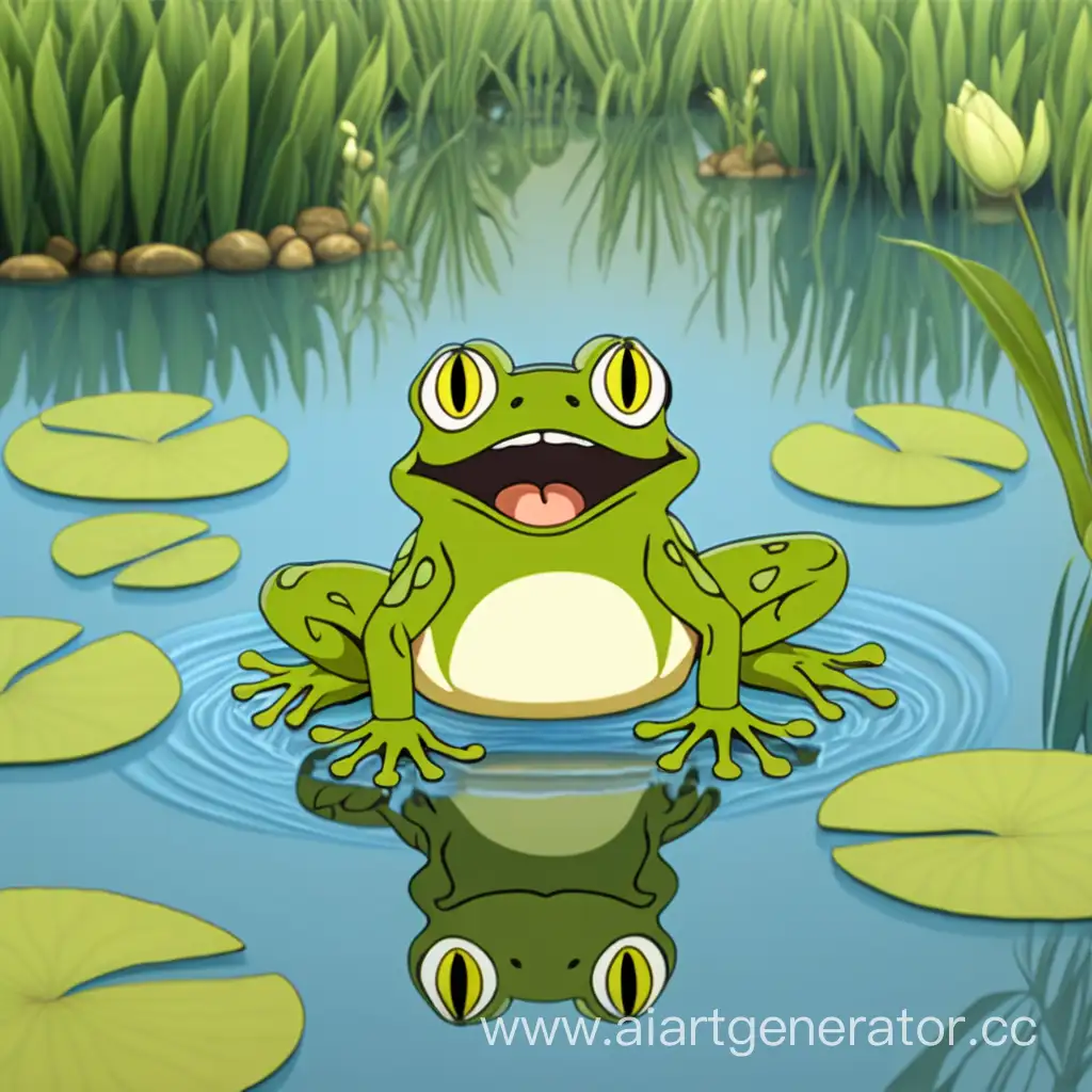 Animated-Frog-Screaming-in-Pond