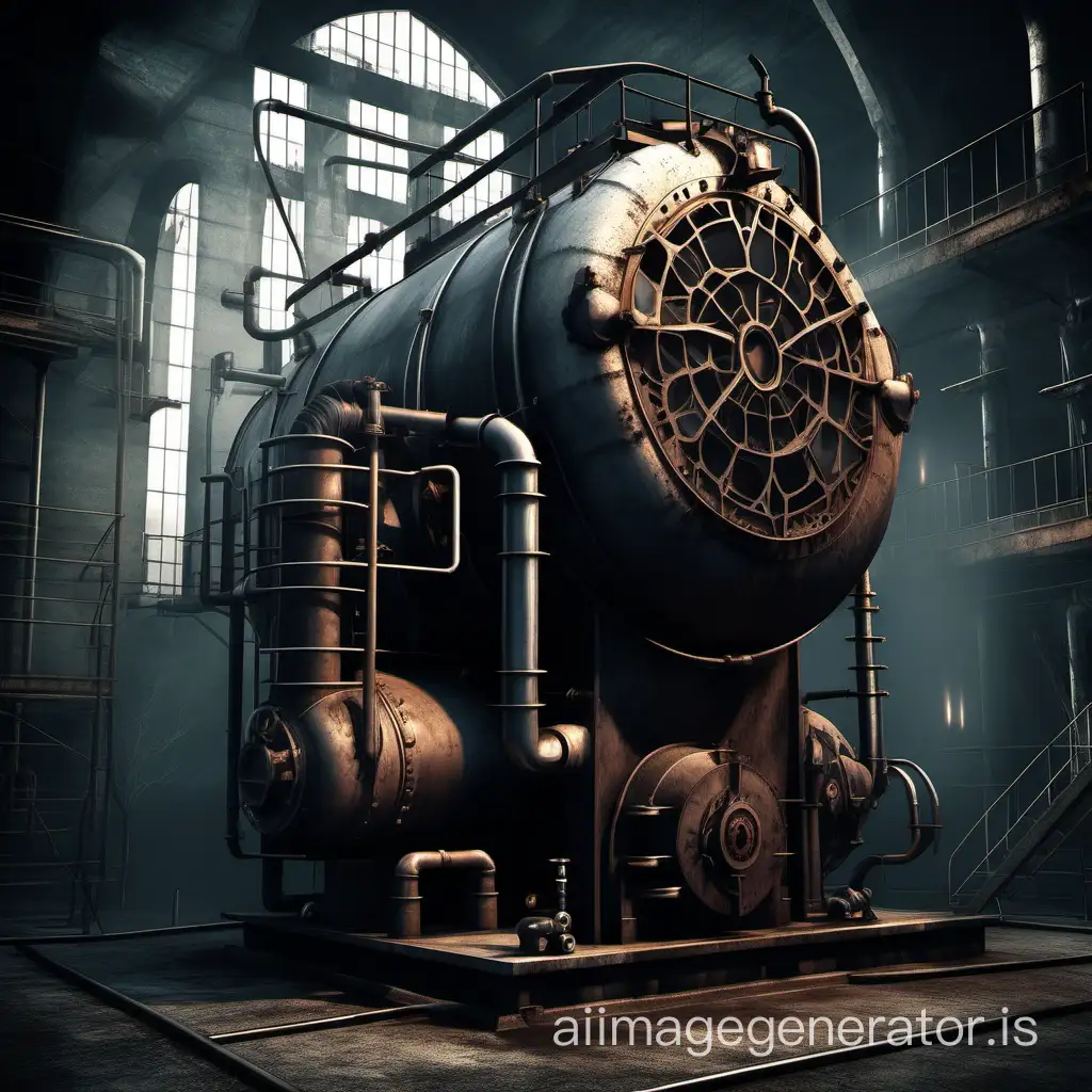 industrial boiler in gothic and dark fantasy style