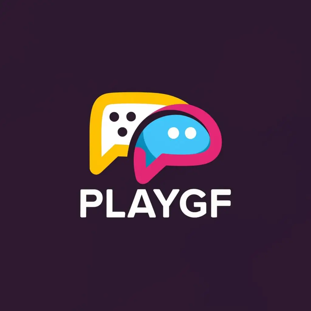 a logo design,with the text "PLAYGF", main symbol:chat,Moderate,be used in Automotive industry,clear background