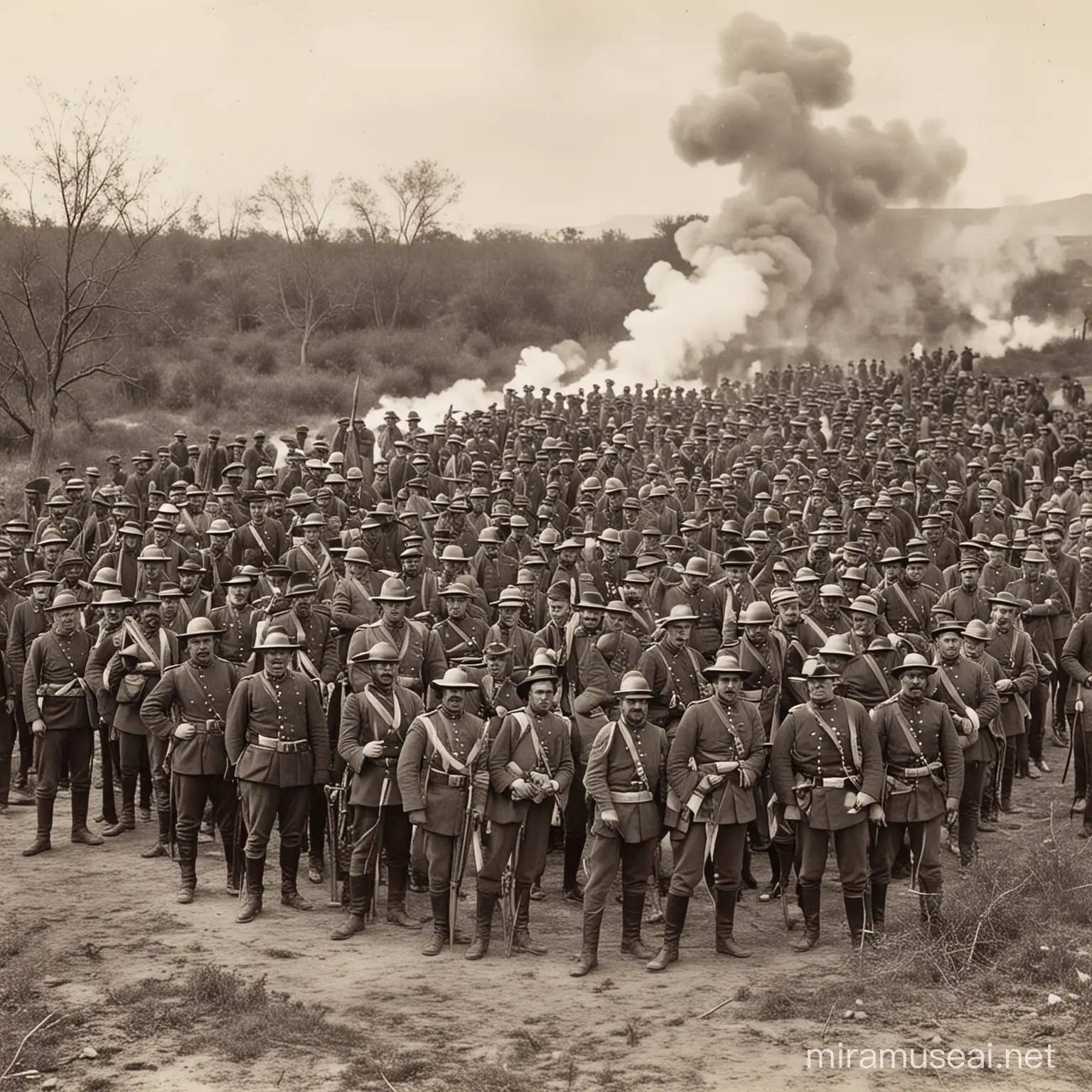 Spanish American War of 1898 Reenactment Soldiers in Battle