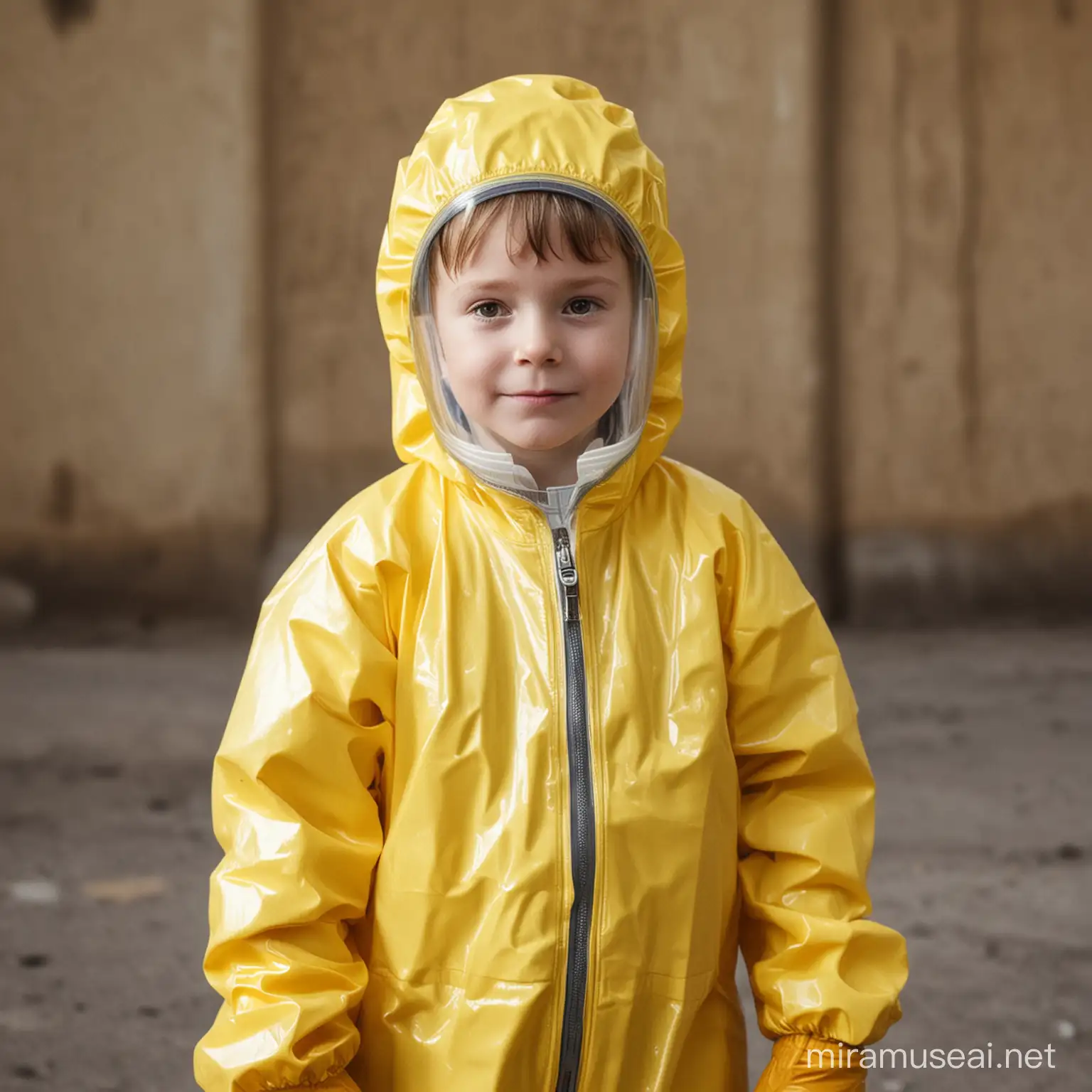 Child In Hazmat Suit Exploring Abandoned Lab 