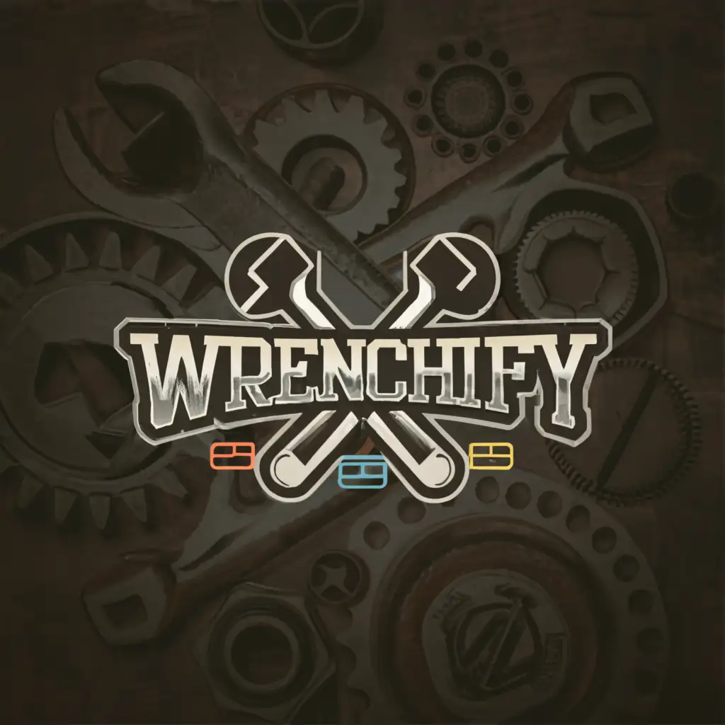 LOGO-Design-For-Wrenchify-Industrial-Chic-Wrench-and-Car-Parts-Box-Emblem