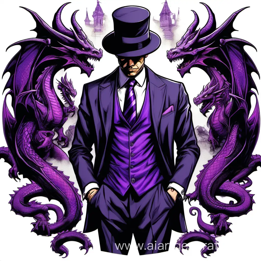 Businessman-in-DragonThemed-Suit-with-Purple-Tie-and-Hat