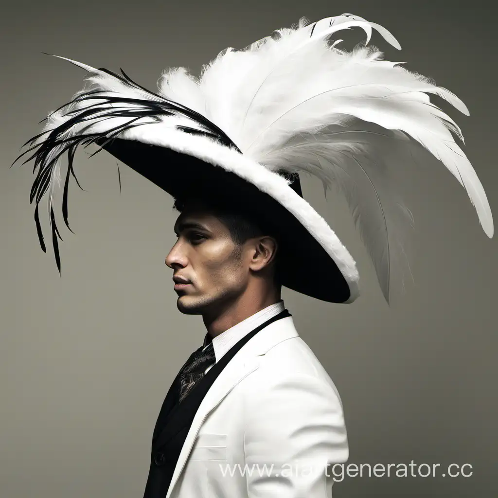 Stylish-Gigachad-Wearing-a-White-Feather-Hat