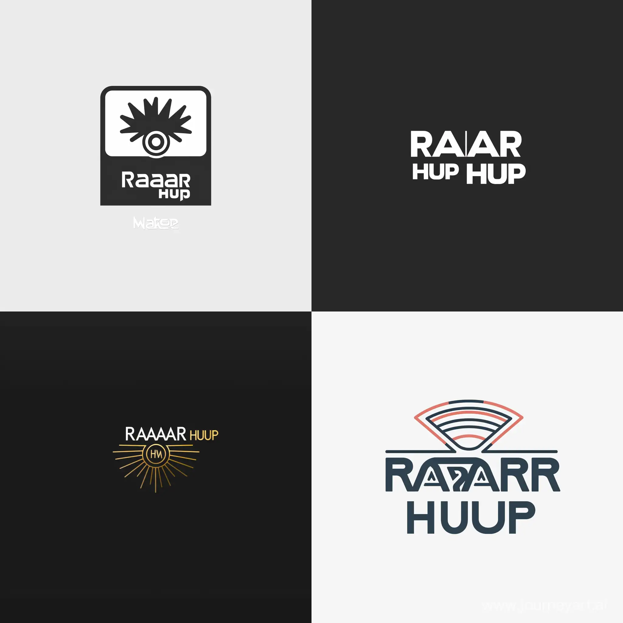 Generate a logo for a news aggregator website that aggregates different types of content like video, blog, news. The name of the website is Radar Hub. The logo should be minimal, clean and beautiful 