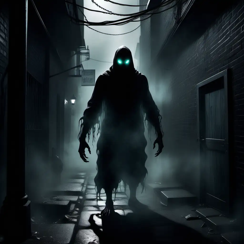 Appearance: Dark, amorphous entities that move with an unsettling fluidity. They appear as distorted shadows with glowing, malevolent eyes.
Behavior: Shadows of Despair lurk in the corners of alleyways and behind obstacles. When approached, they slither towards the player, attacking with clawed appendages. They dissipate into the fog upon defeat, only to reappear in different locations.
