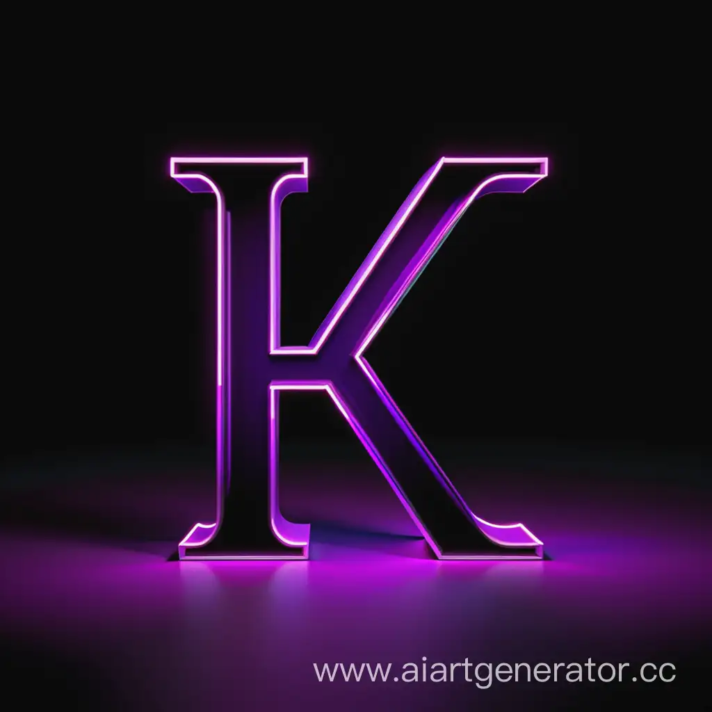 анимированная буква К в фиолетовом неоне логотип