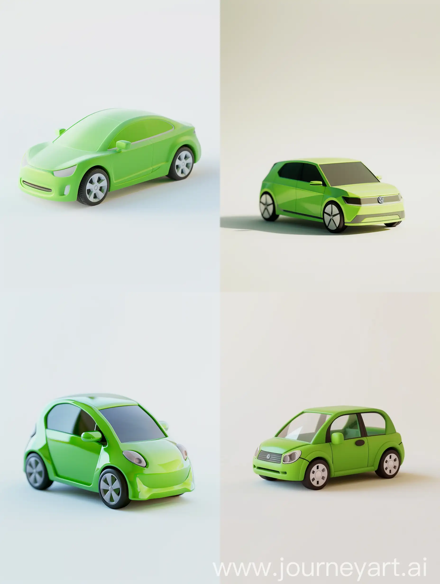 a green car icon, cute,brightcolors， full shot, plain and whitebackgrounds,Minimalist, DiffactionGrading，volumetric light，3d Clay;OC rednerer,Blender，Bokeh，highdetail,16k --ar 3:4
