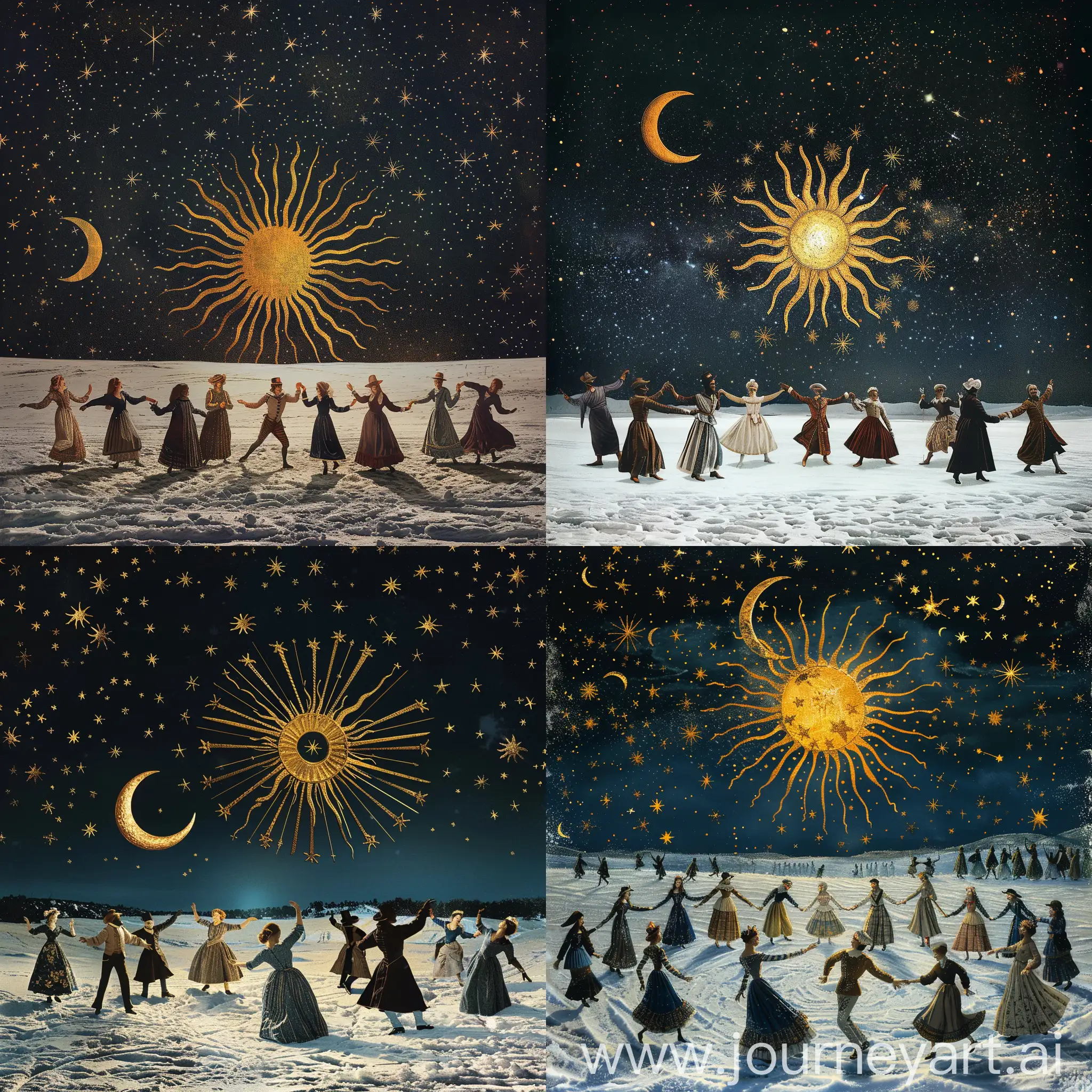 Starry-Night-Celebration-Elegant-19th-Century-Dance-under-Golden-Moonlight