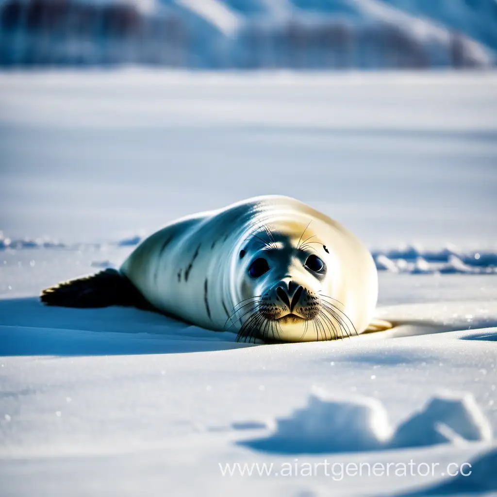 Nerpa-Baikal-Seal-Resting-on-Snow-near-Lake-Baikal