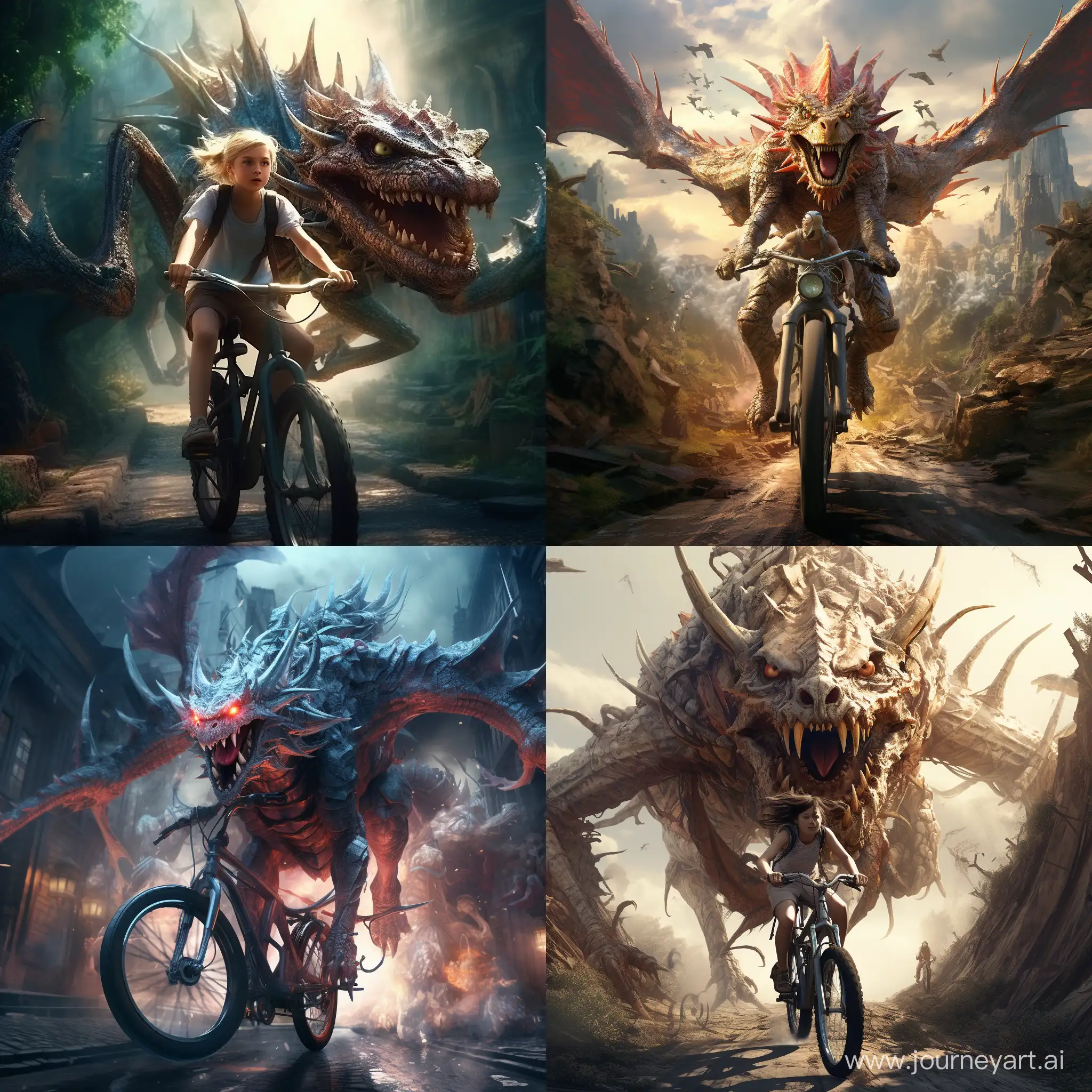 Fantasy-Dragons-Riding-Bicycles-in-Cinematic-Art