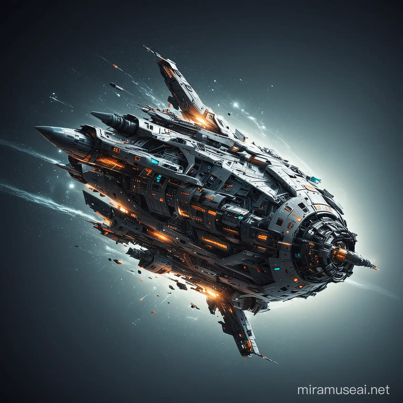 Futuristic Spaceship Concept Art Abstract Design with SciFi Elements