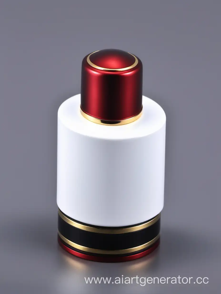 Zamac Perfume decorative ornamental long cap,  white  black color with matt RED WITH GOLD LINES metallizing finish