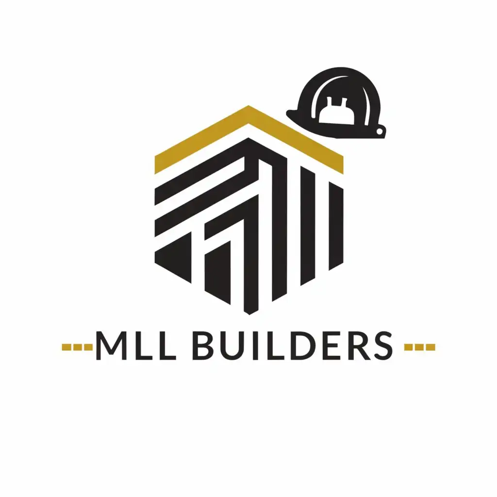 LOGO-Design-For-MLL-Builders-Modern-House-and-Hard-Hat-Emblem-for-Construction-Industry