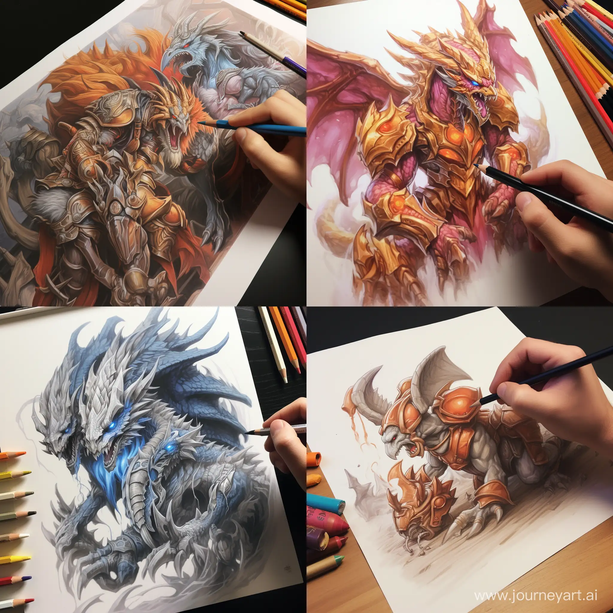 Lords-Mobile-Game-Dragons-Pencil-Drawing