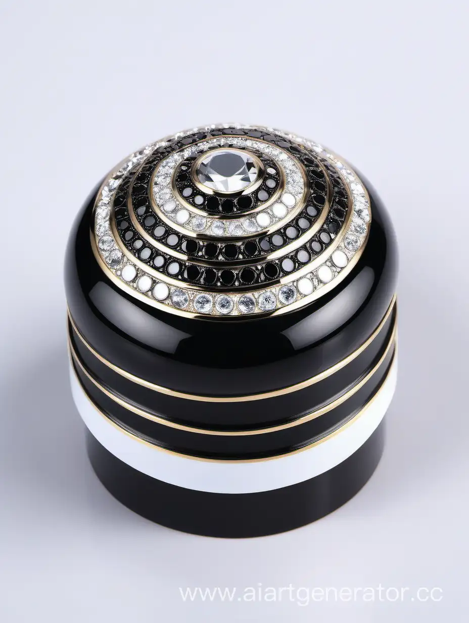 Zamac-Perfume-Ornamental-Cap-with-Black-and-White-Diamond-Finish